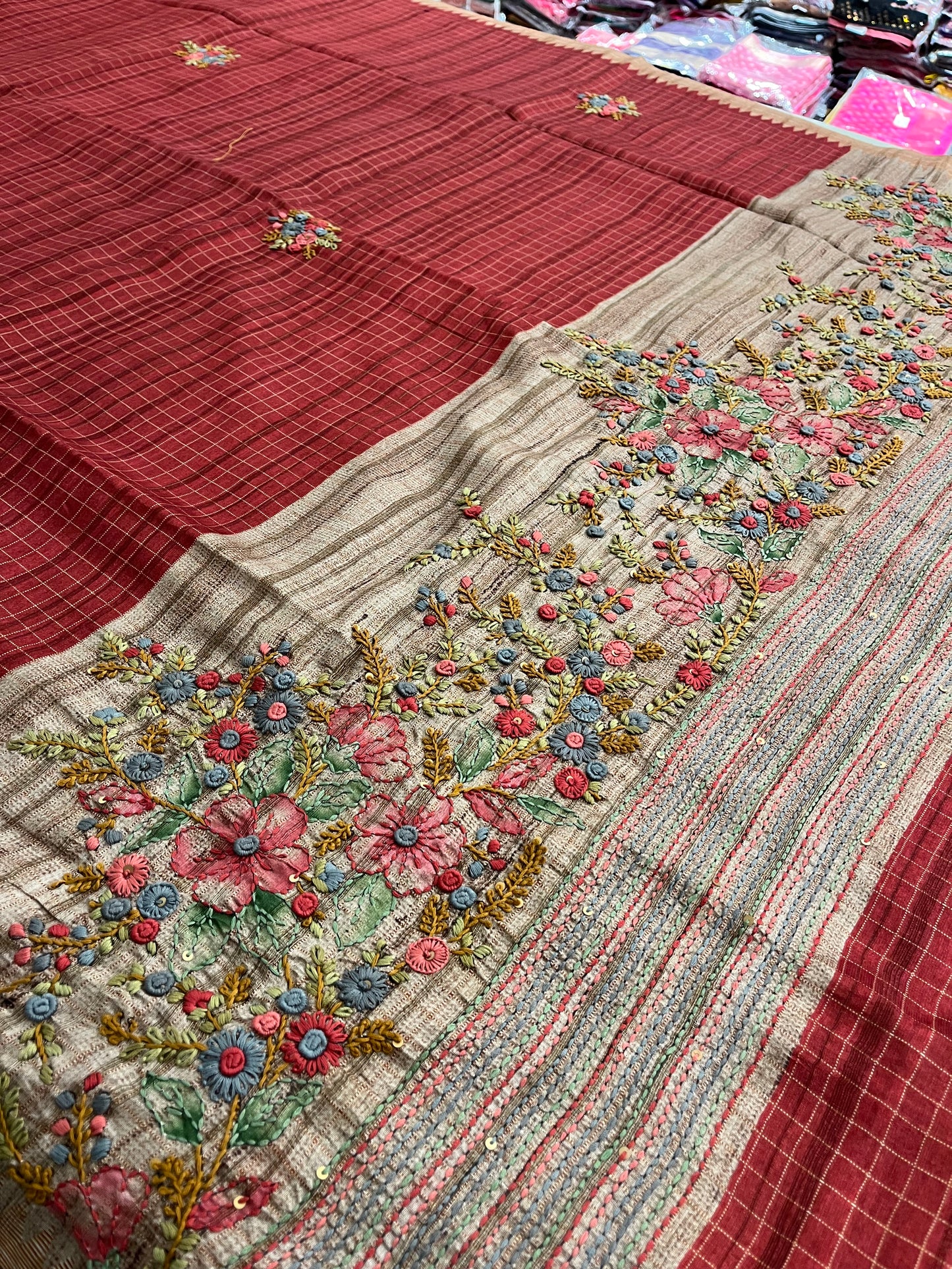 Linen Tussar designer saree