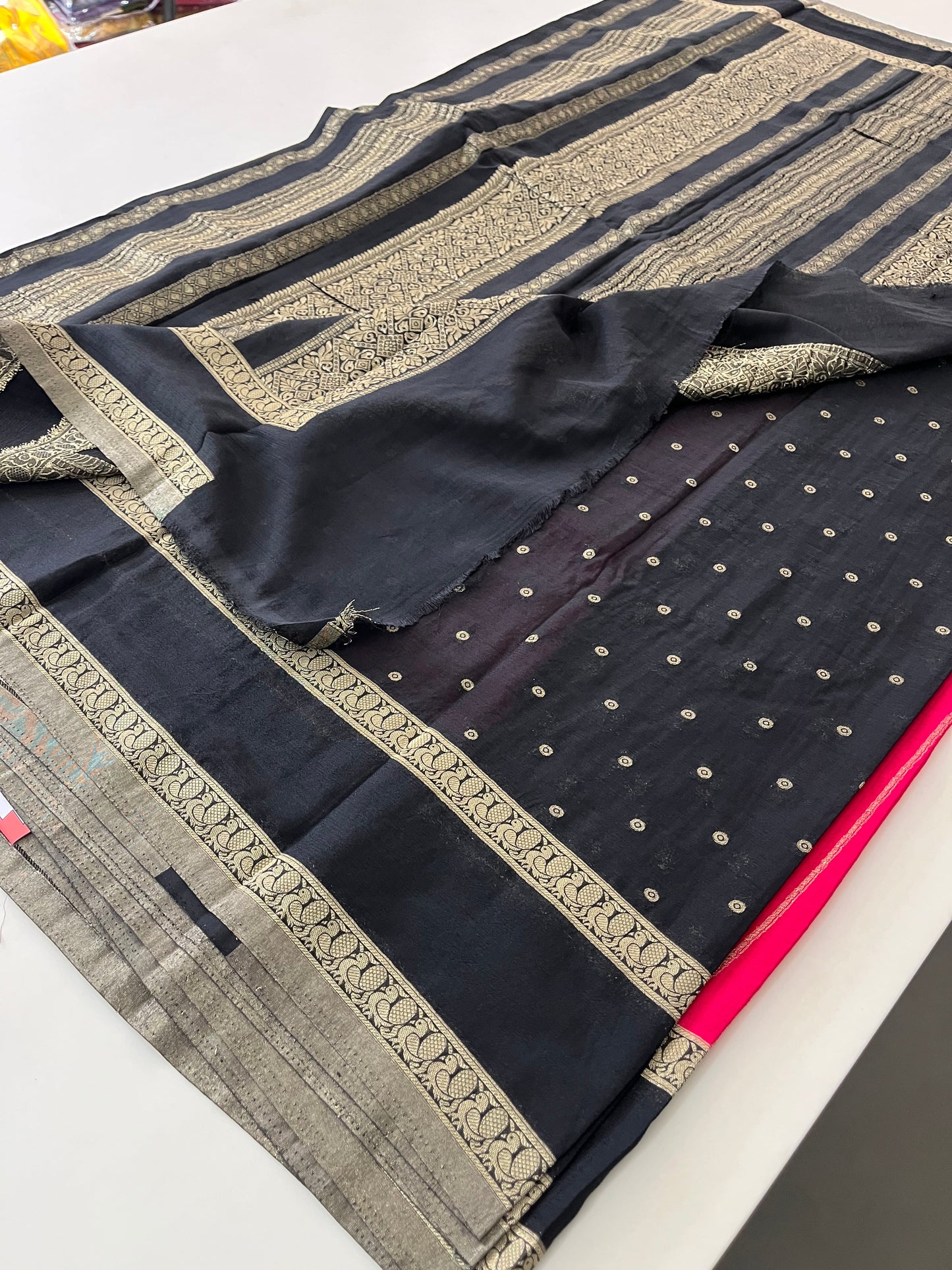 Designer crape chinnon saree