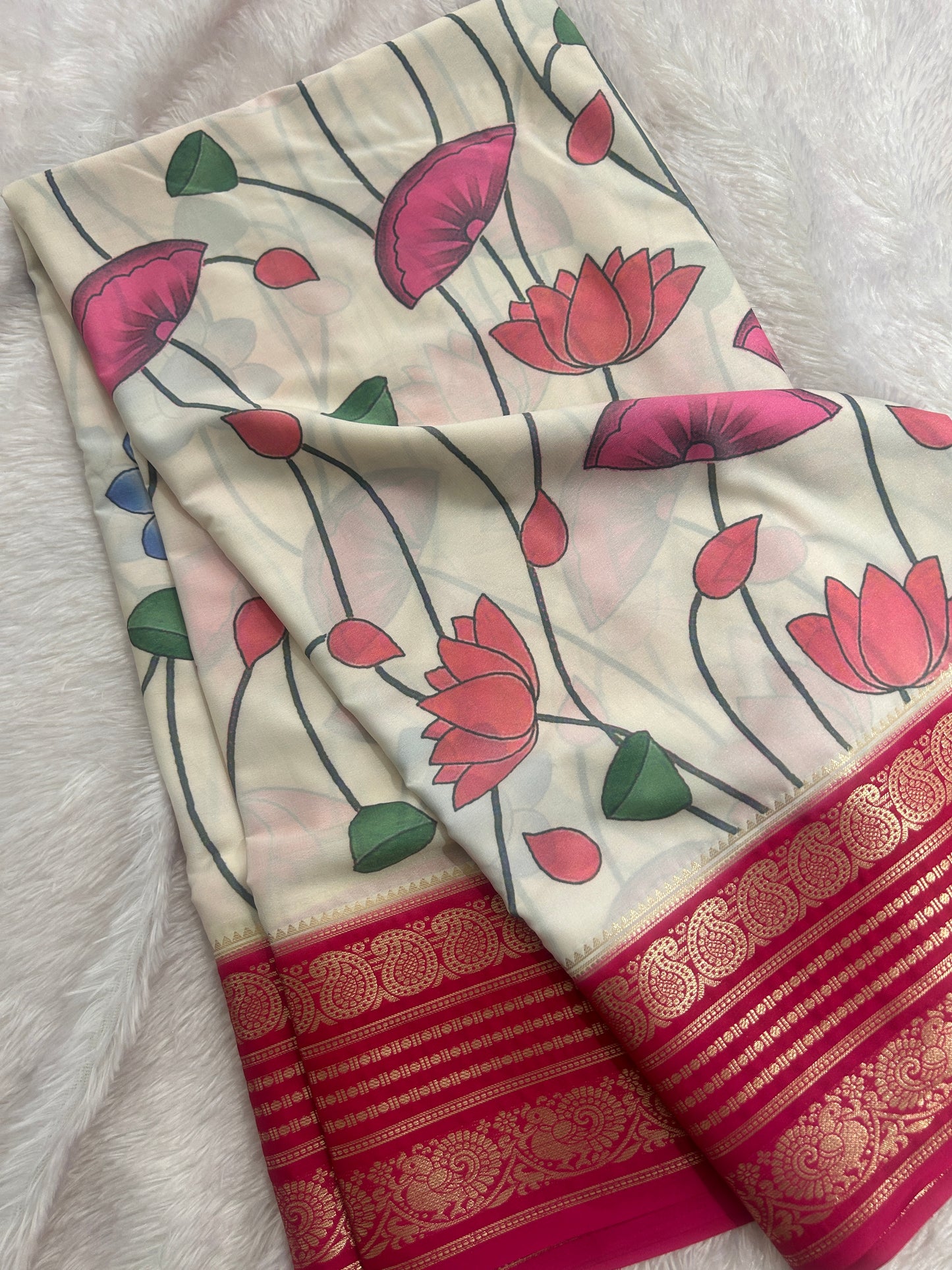 Floral Printed Semi Mysore Silk