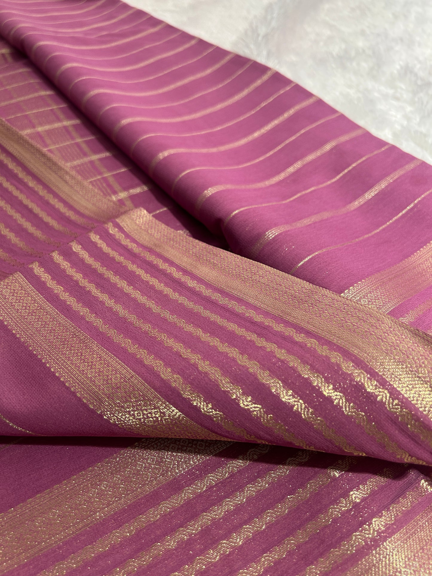 Striped All Self Semi Mysore Silk