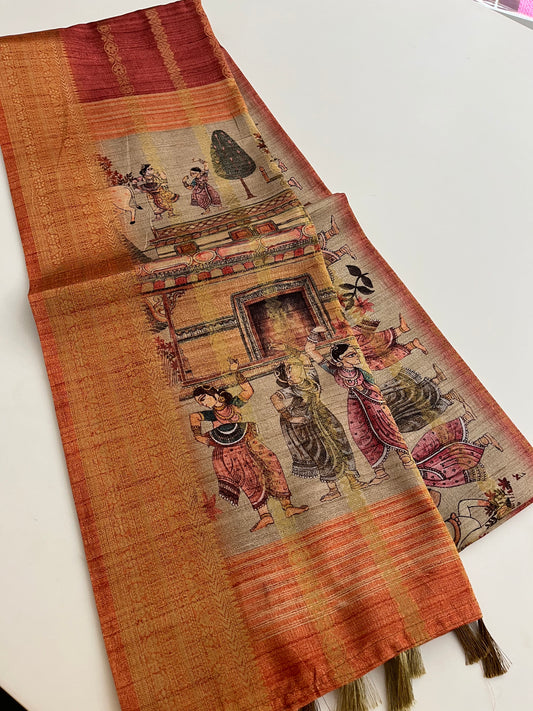 Printed arani silk