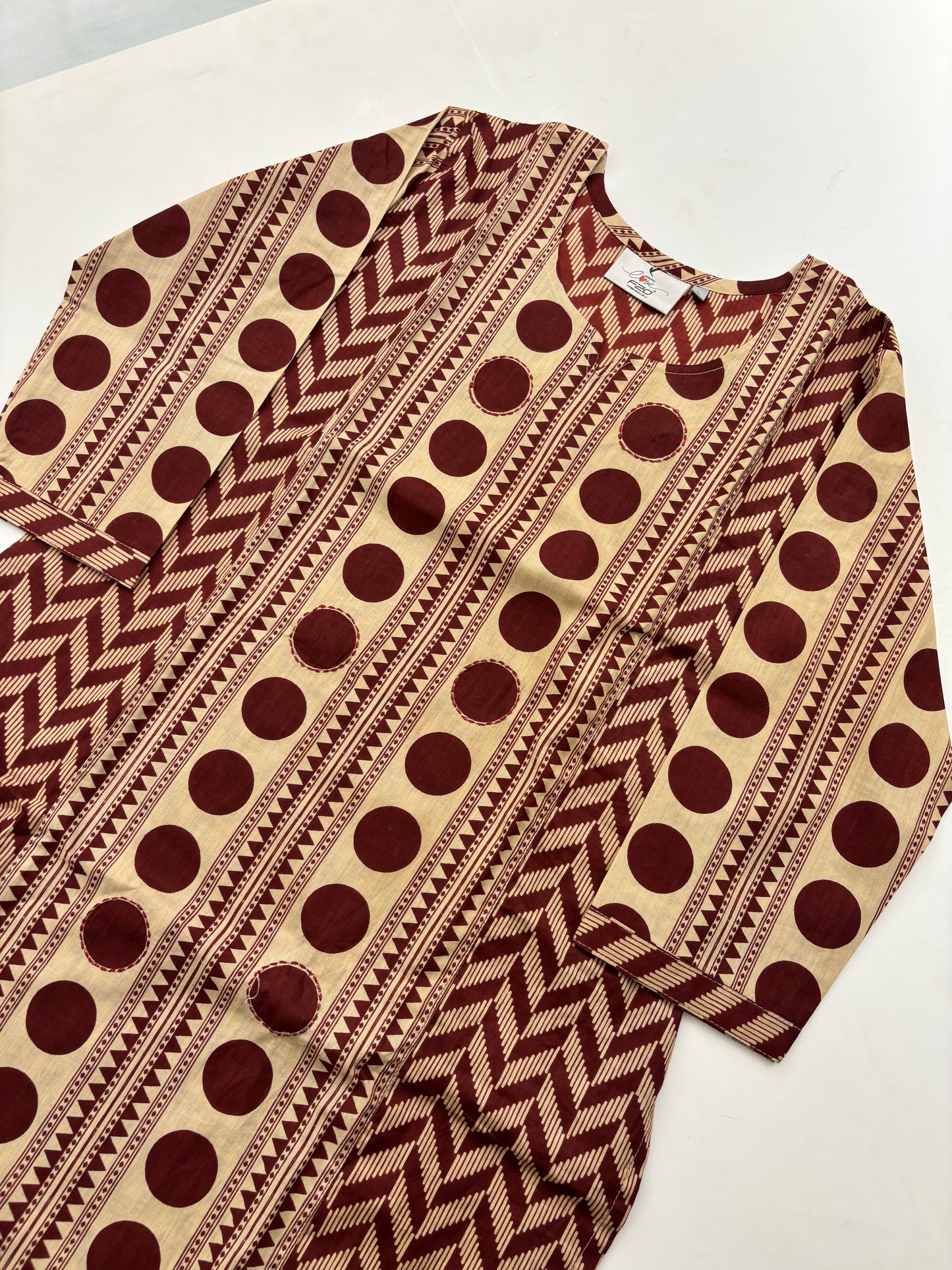 60s Camric Discharge Print With Doriya Dupatta Set