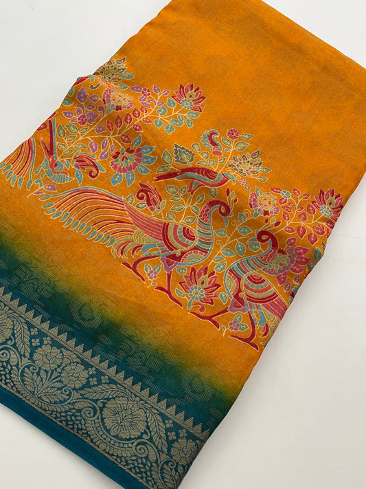 Kalamkari Linen Chiffon