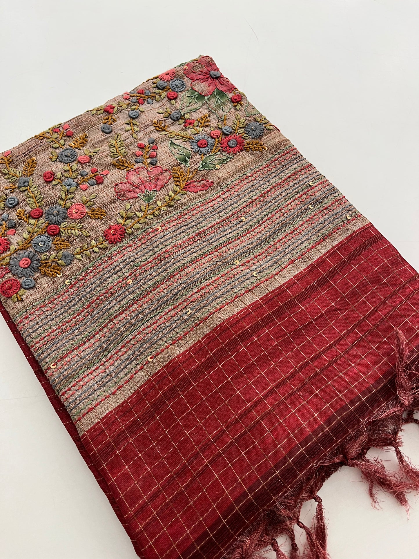 Linen Tussar designer saree
