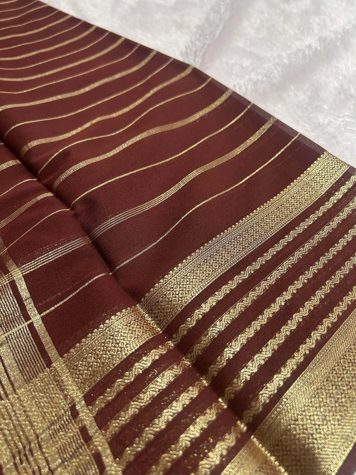 Striped All Self Semi Mysore Silk