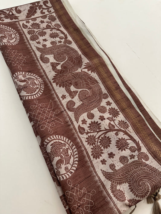 Kalamkari Tussar Printed-M26