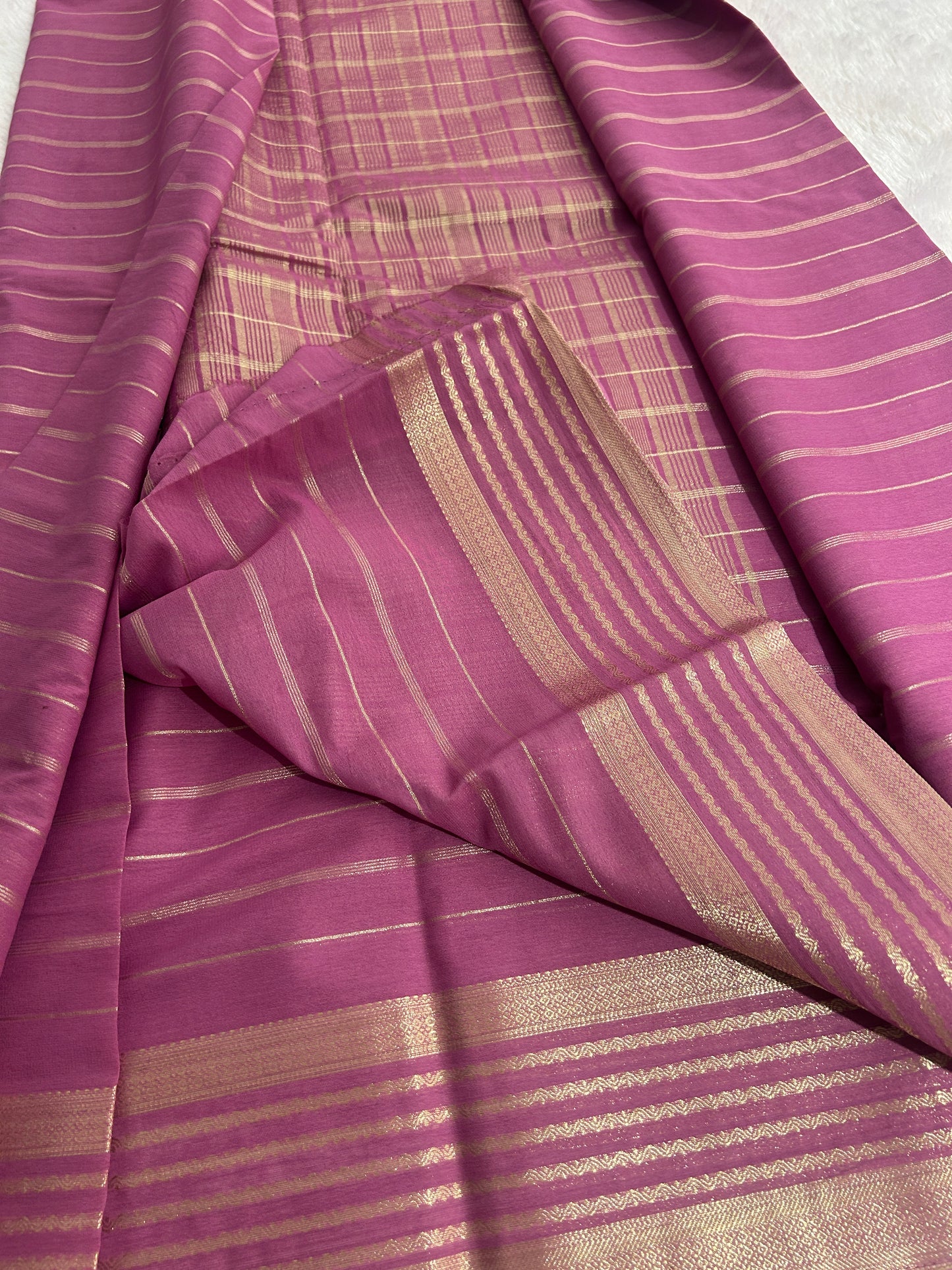 Striped All Self Semi Mysore Silk