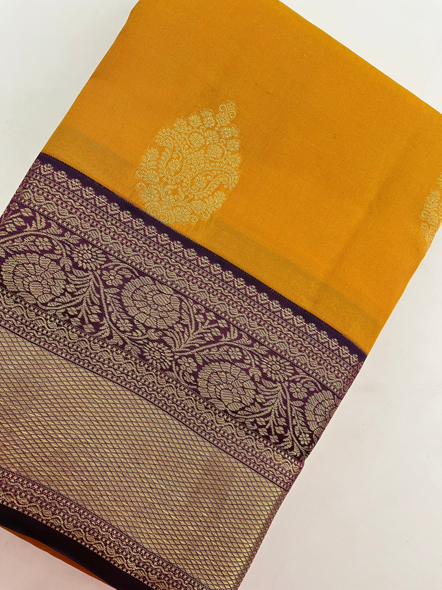 Mango Yellow X purple Puremix silk saree