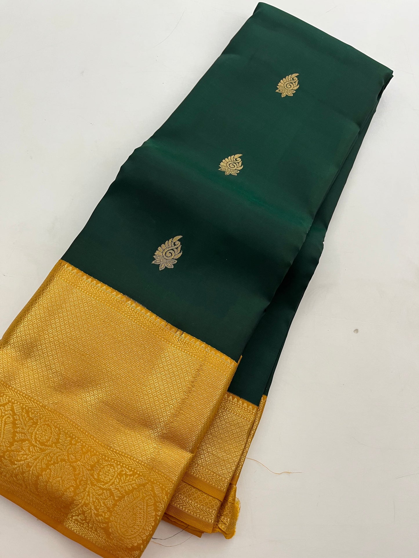 Darkgreen X Yellow Puremix silk saree