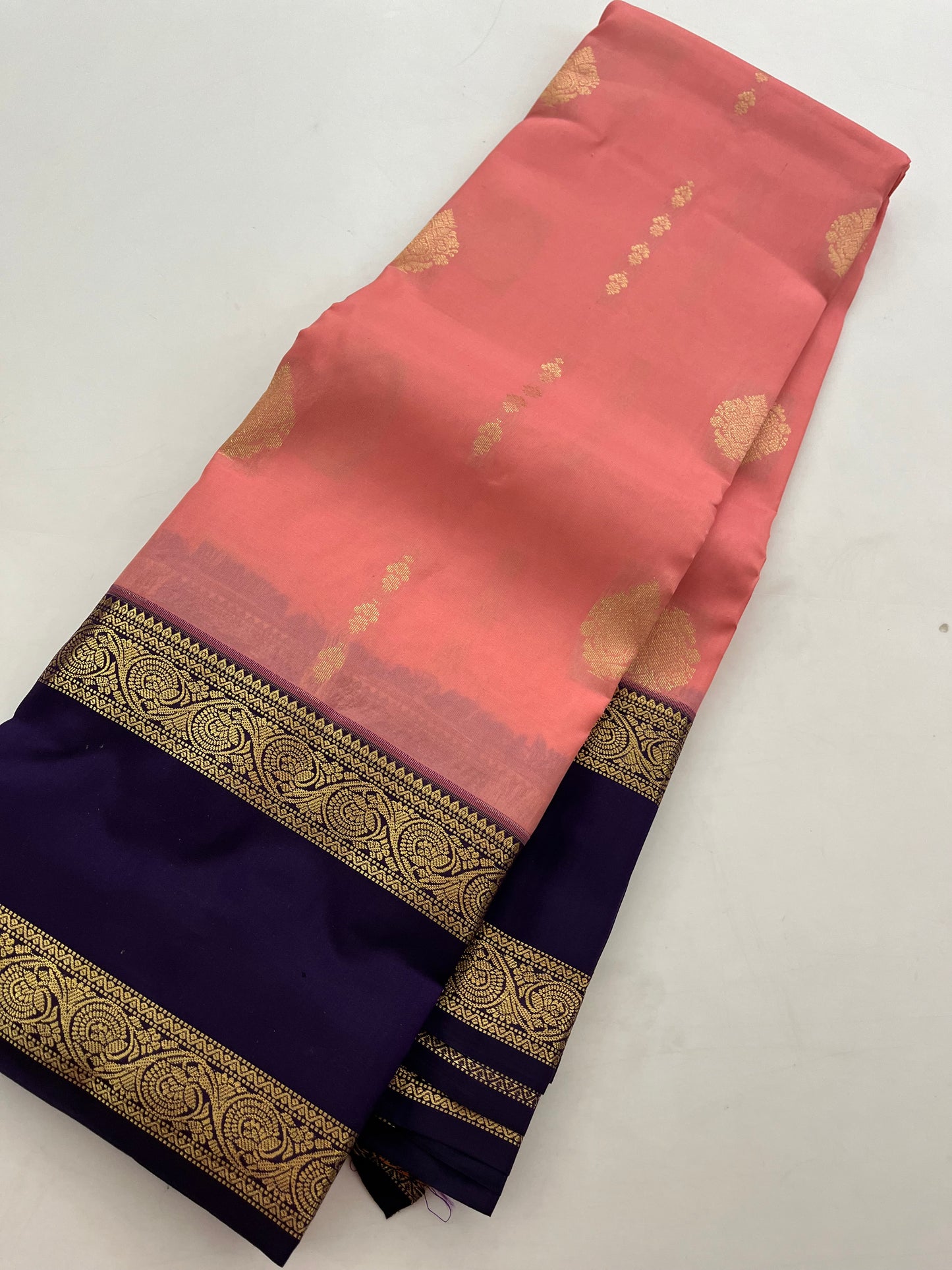 Peach X purple Puremix silk saree
