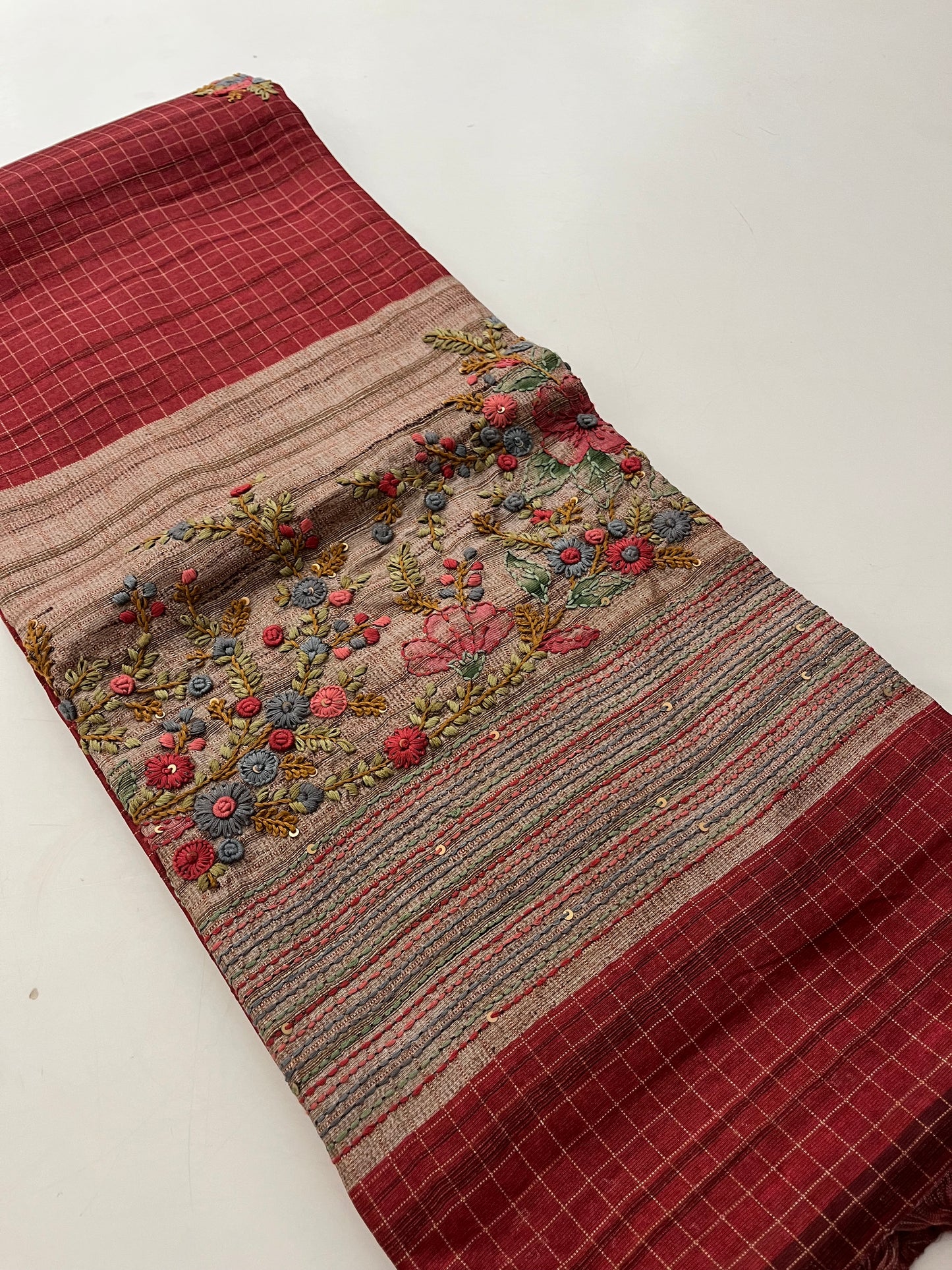 Linen Tussar designer saree