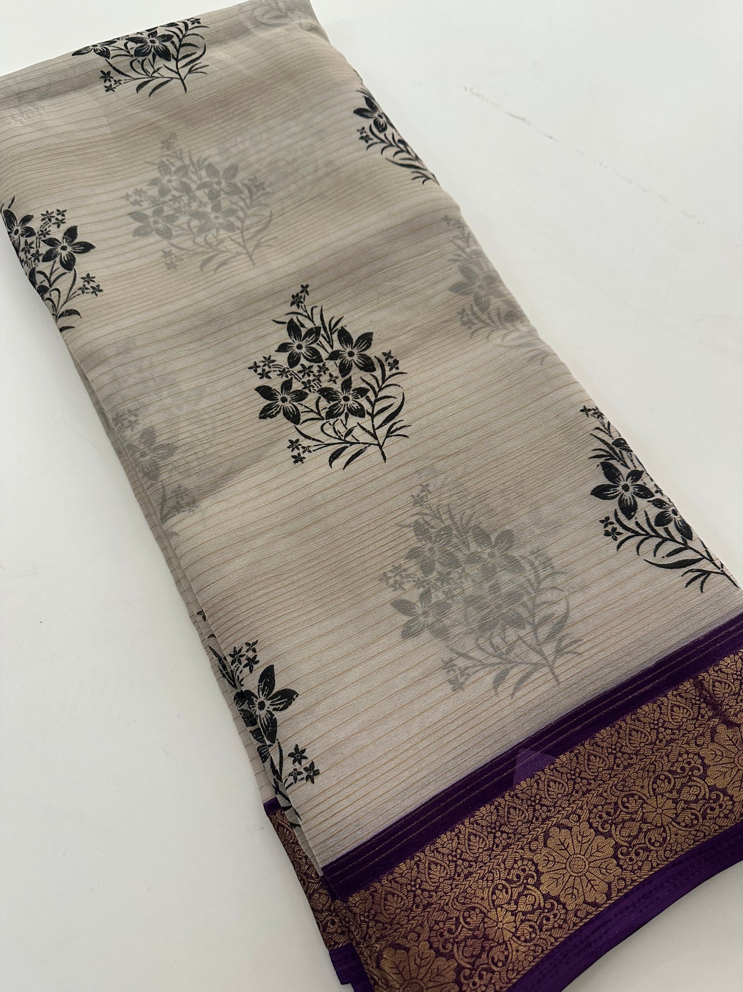 Fancy Cotton Chiffon Saree-J1