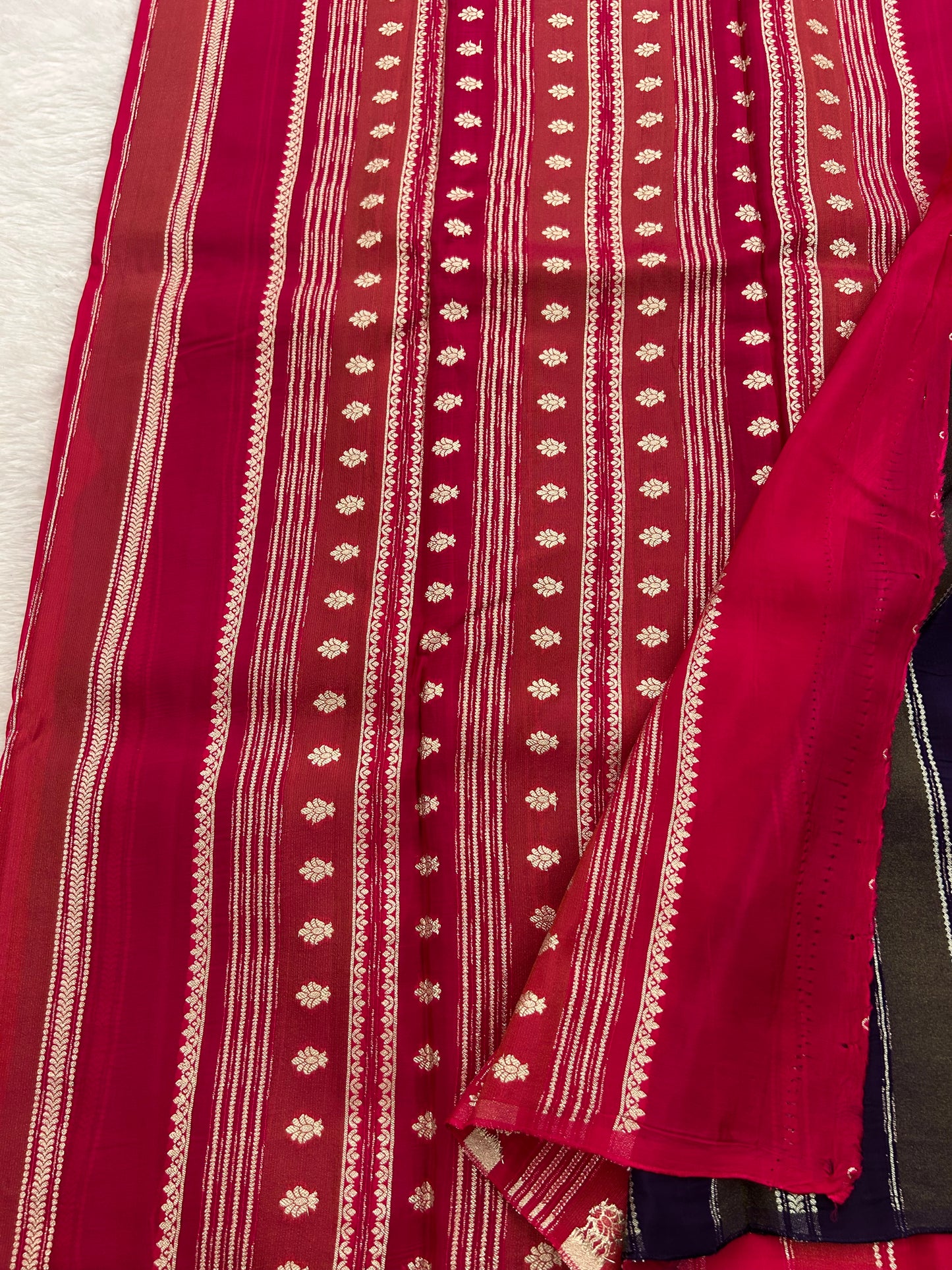 DESIGNER PARTYWEAR SAREE WITH CONTRAST BLOUSE-PINK X PURPLE