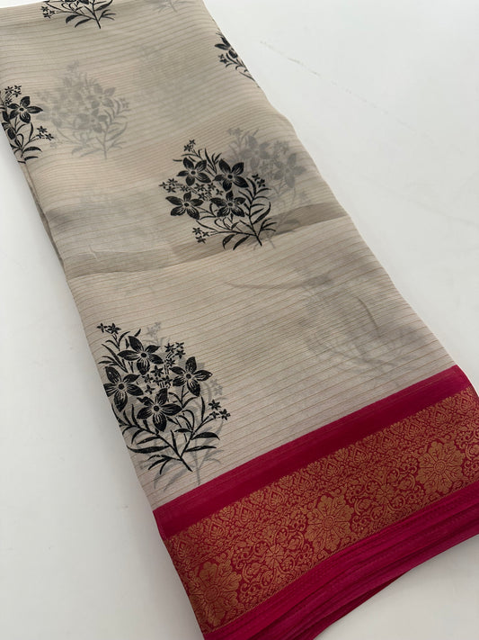 Fancy Cotton Chiffon Saree-J1