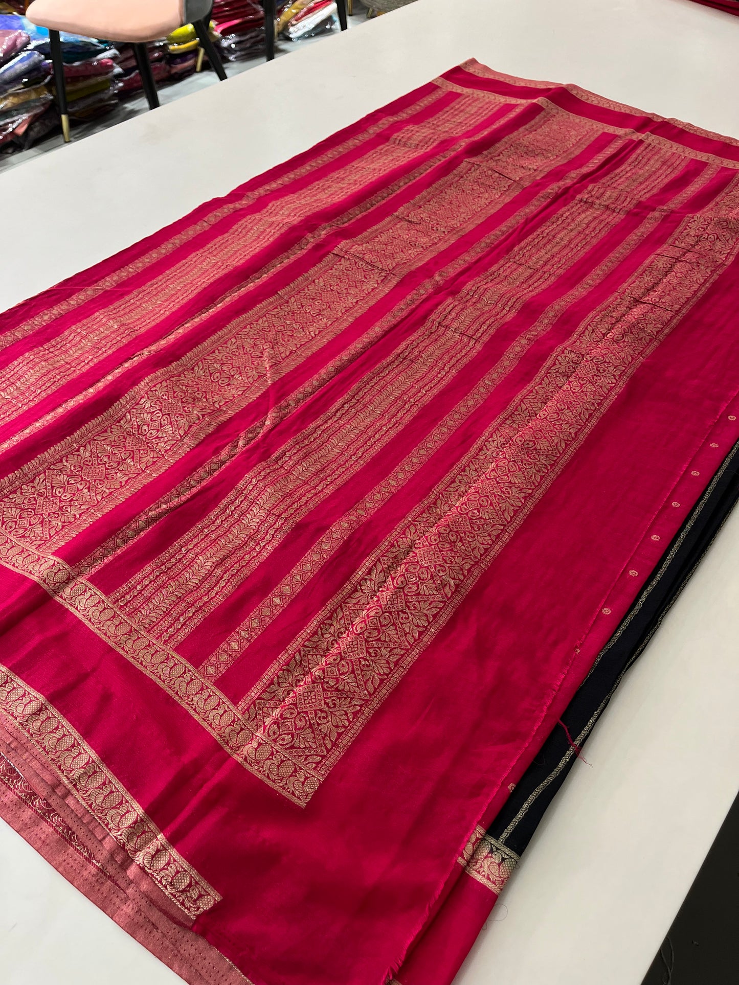 Designer crape Chinnon saree
