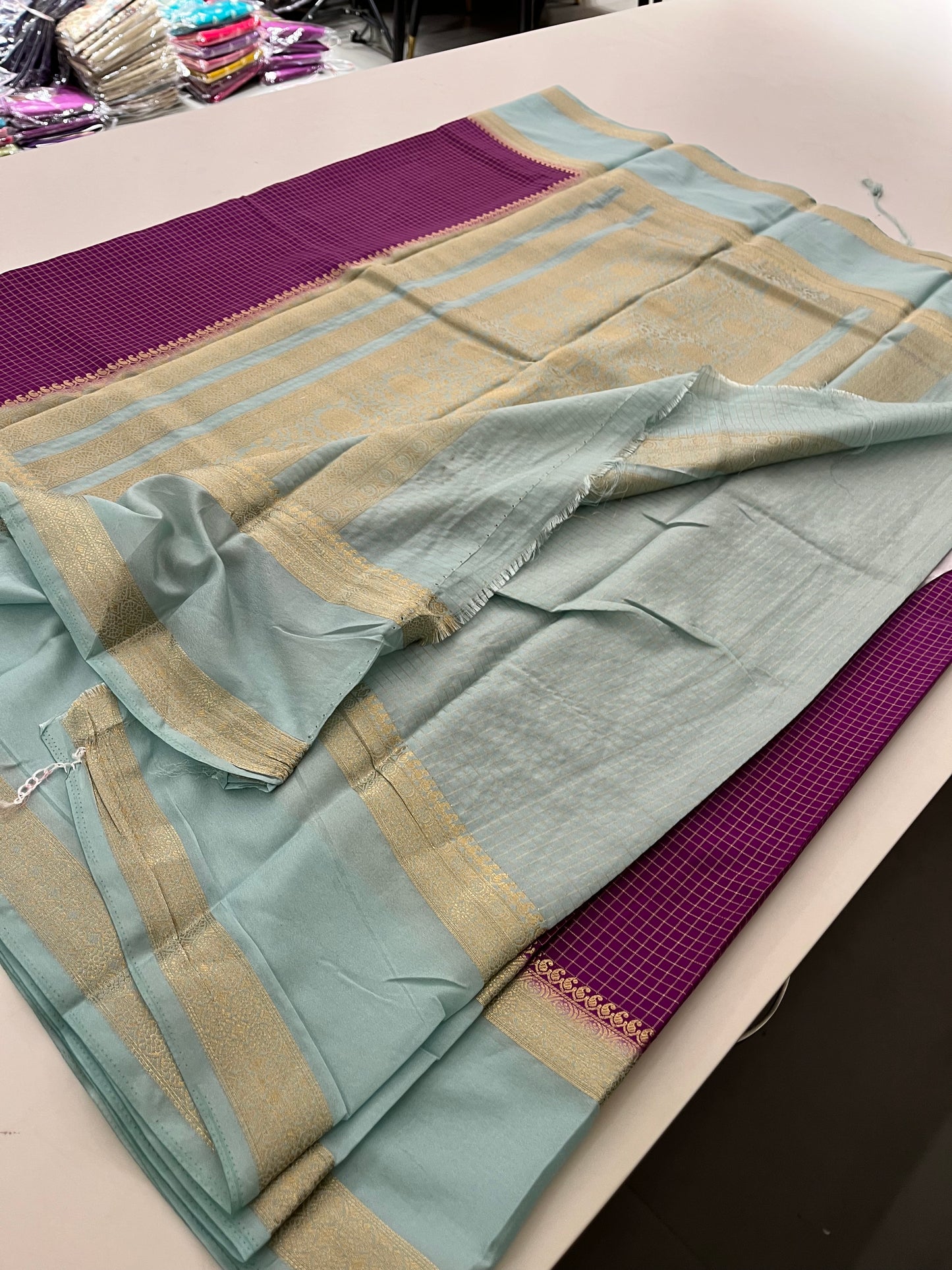 Crepe Small Checks Bentex Border