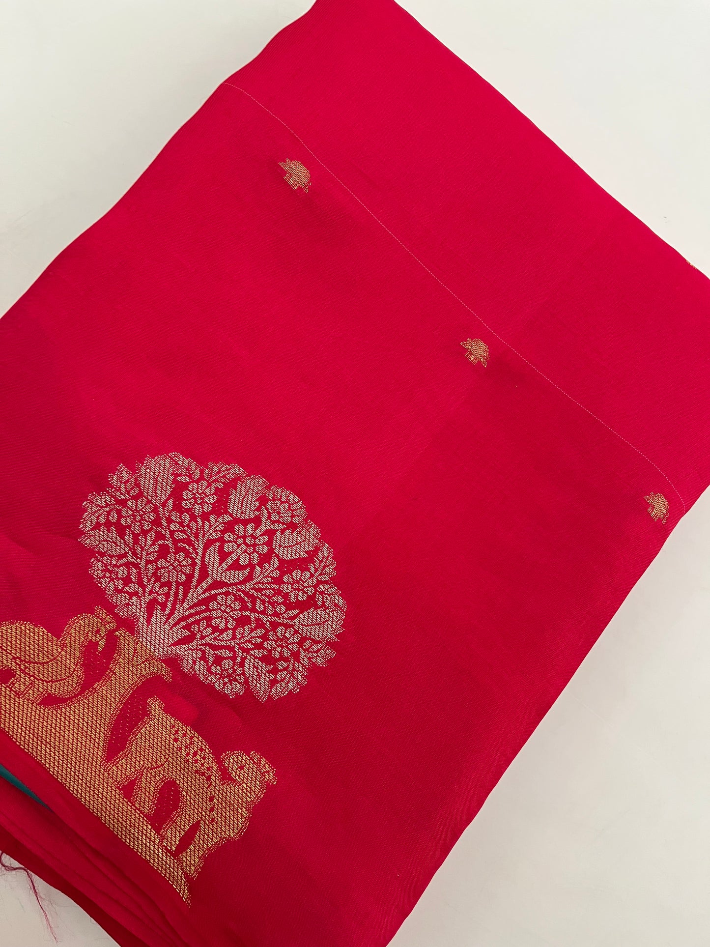 Banarasi Raspberry crepe silk
