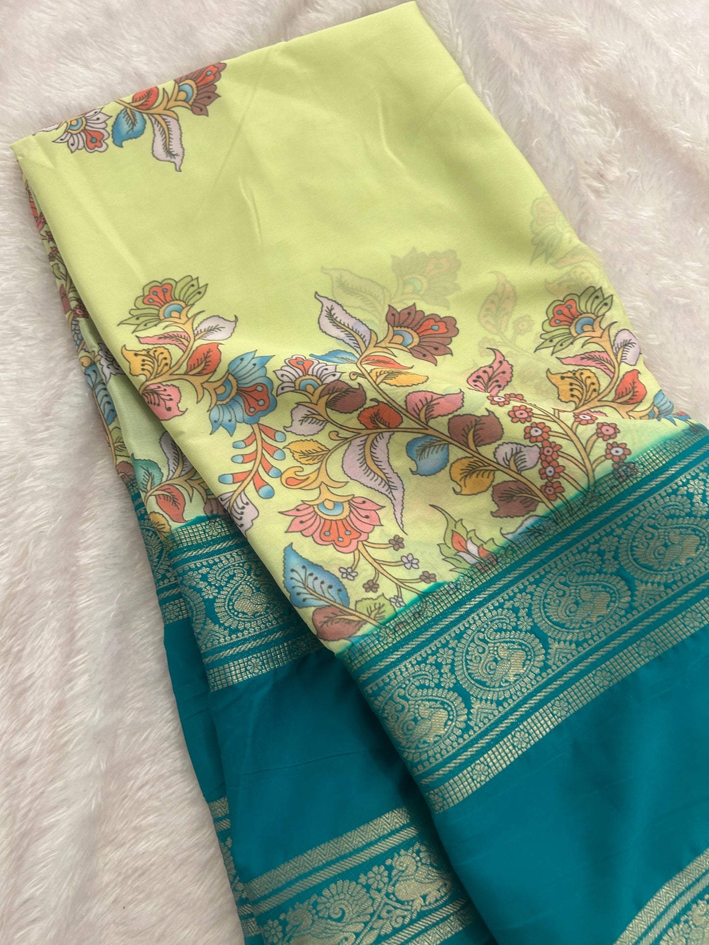 Floral Printed Semi Mysore Silk