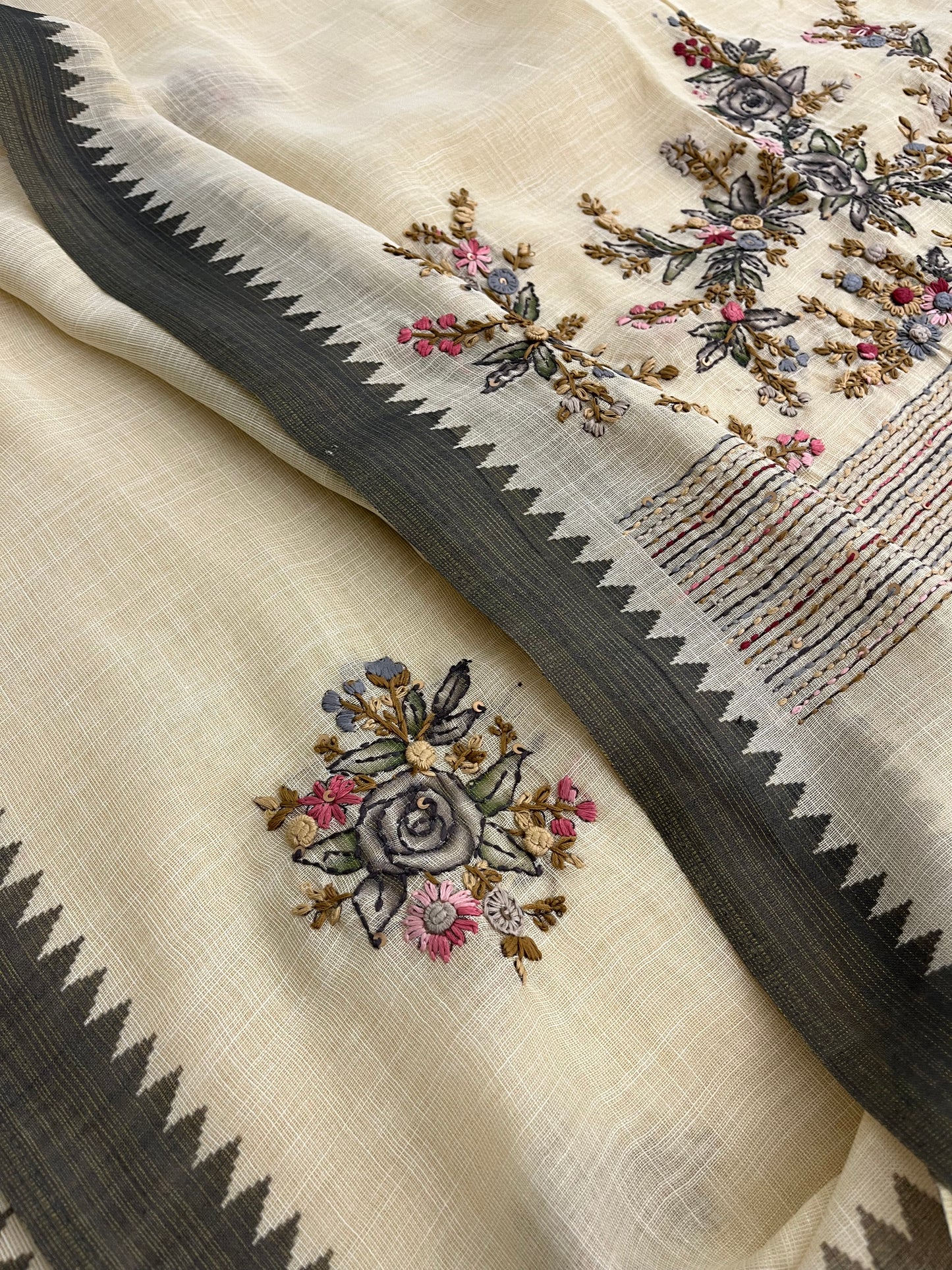 Linen designer embroidery