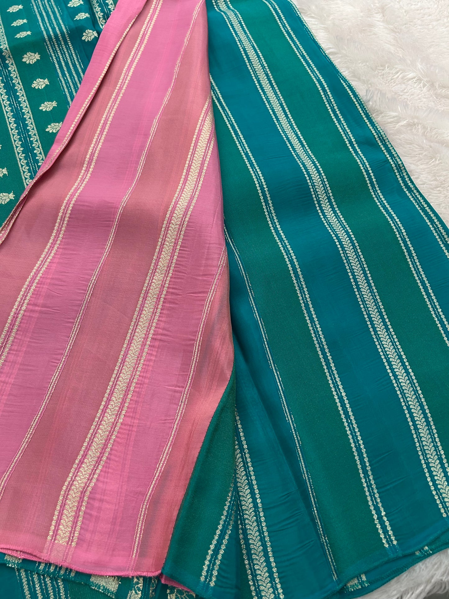 DESIGNER PARTYWEAR SAREE WITH CONTRAST BLOUSE-SAPPHIRE BLUE X BABY PINK