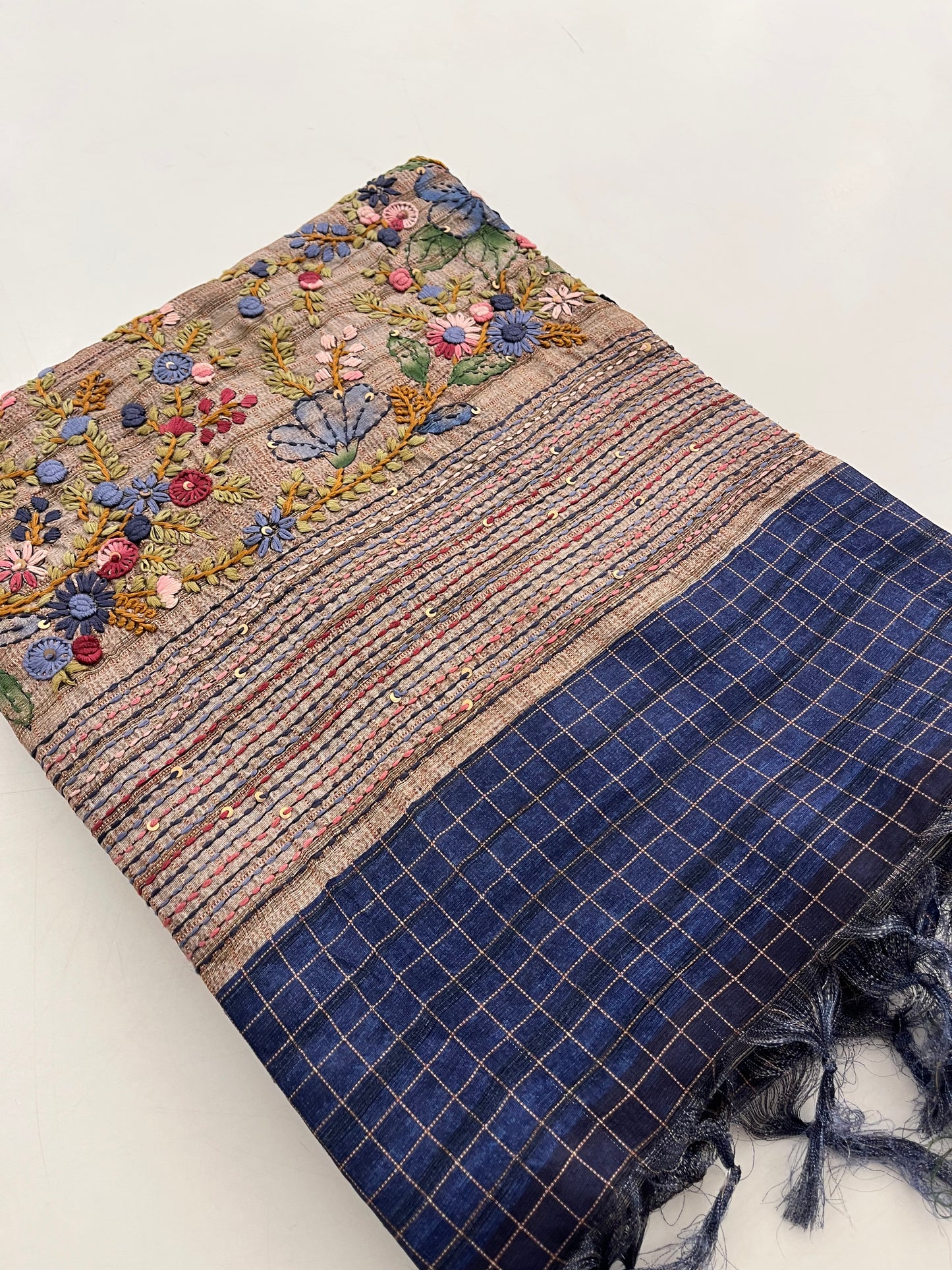Linen Tussar designer saree