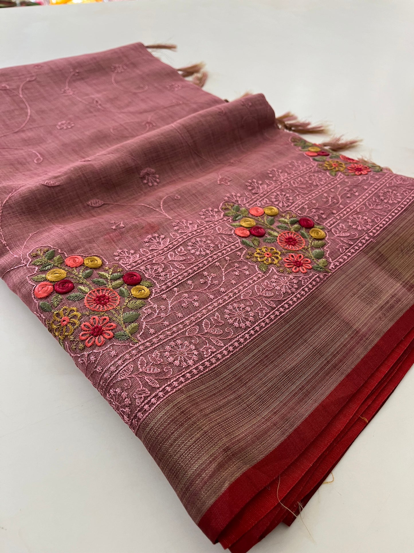 Designer linen Fancy Embroidery Buttas