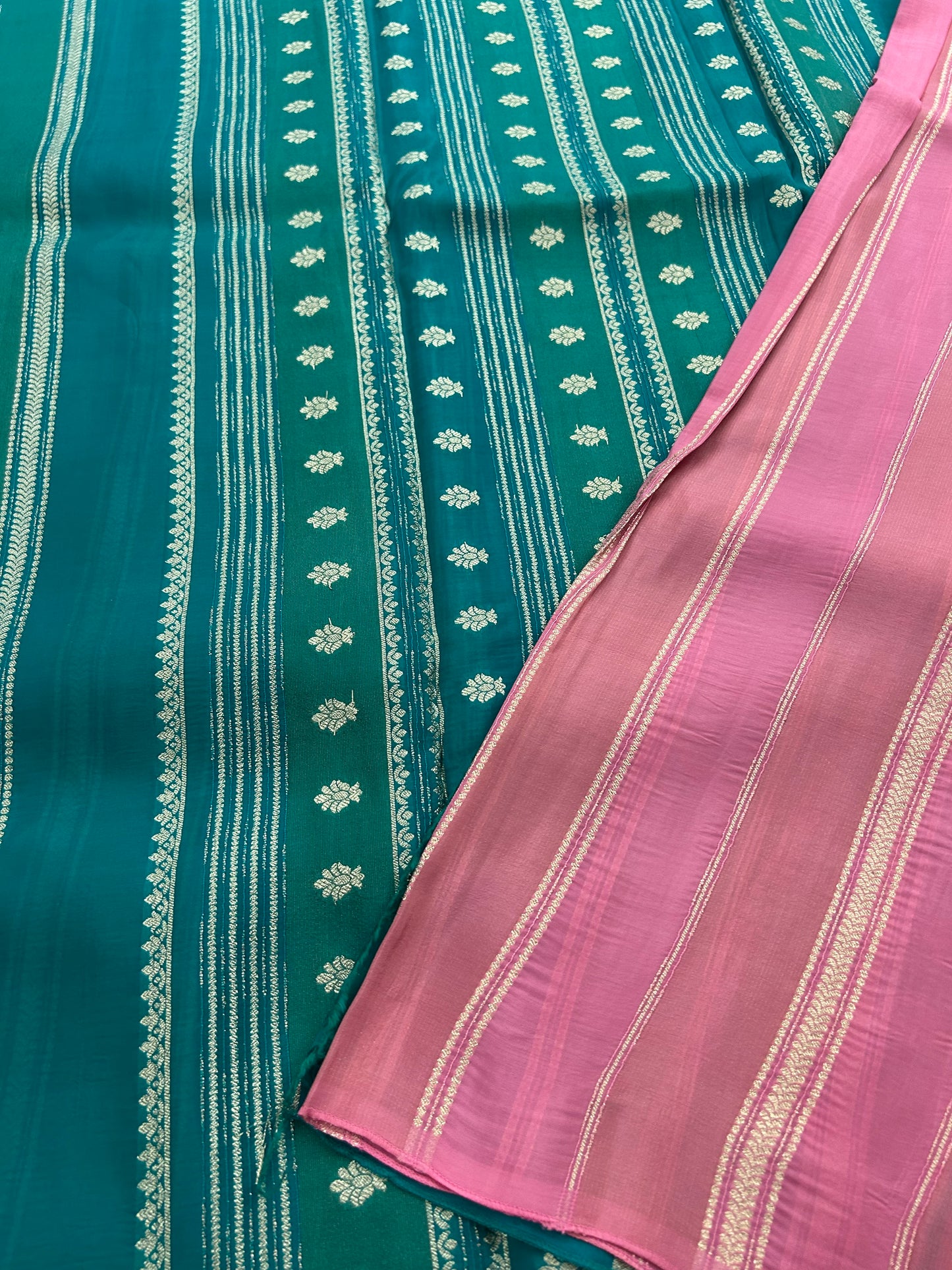 DESIGNER PARTYWEAR SAREE WITH CONTRAST BLOUSE-SAPPHIRE BLUE X BABY PINK