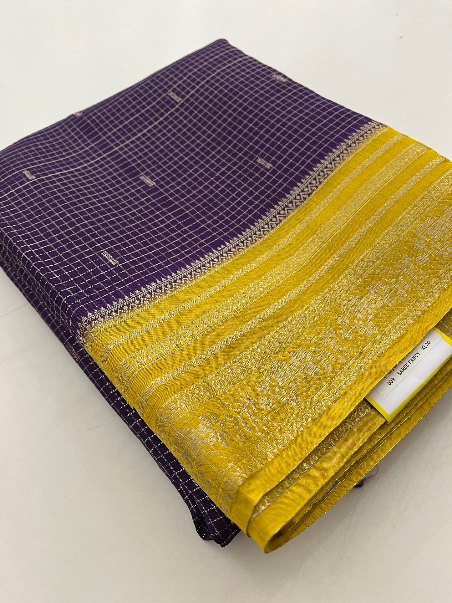 Banarasi viscose crape purple micro checks butties