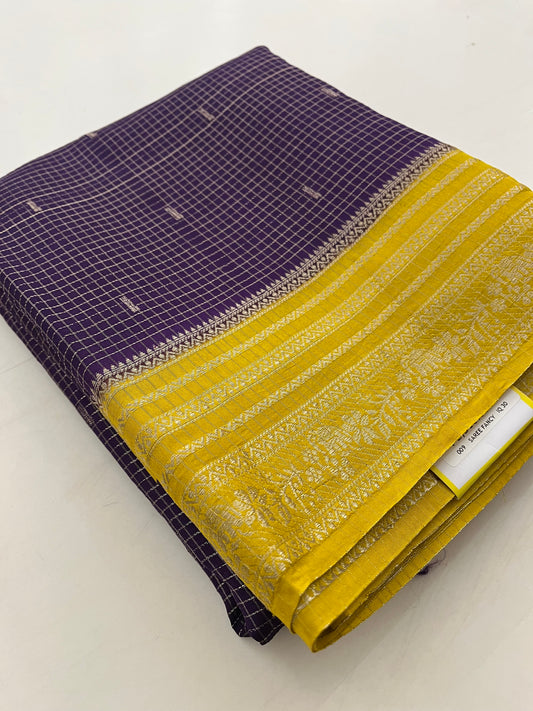 Banarasi viscose crape purple micro checks butties
