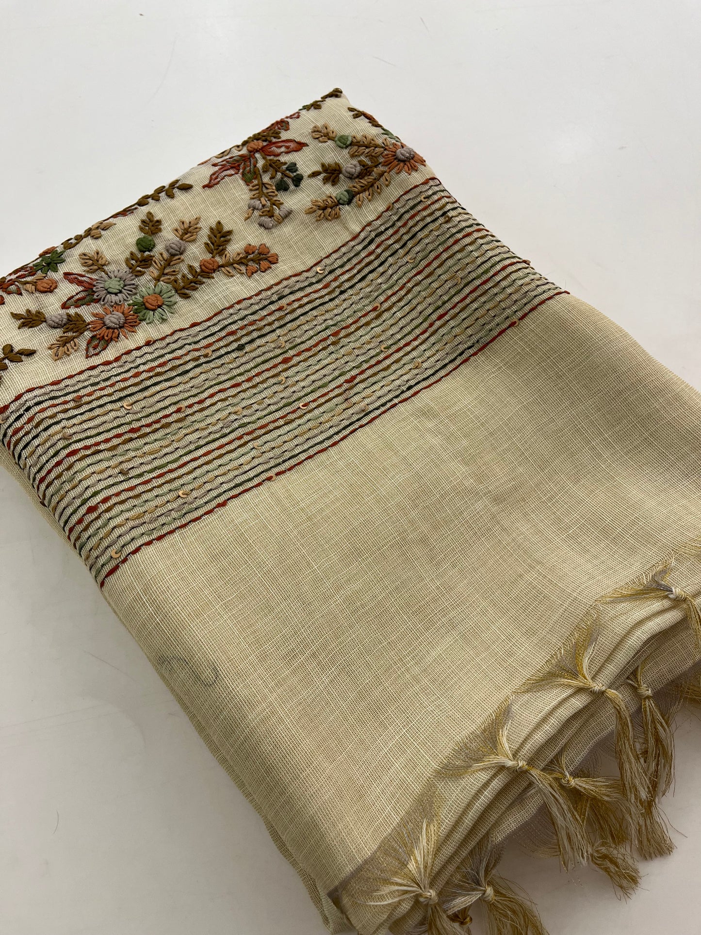 Linen designer embroidery