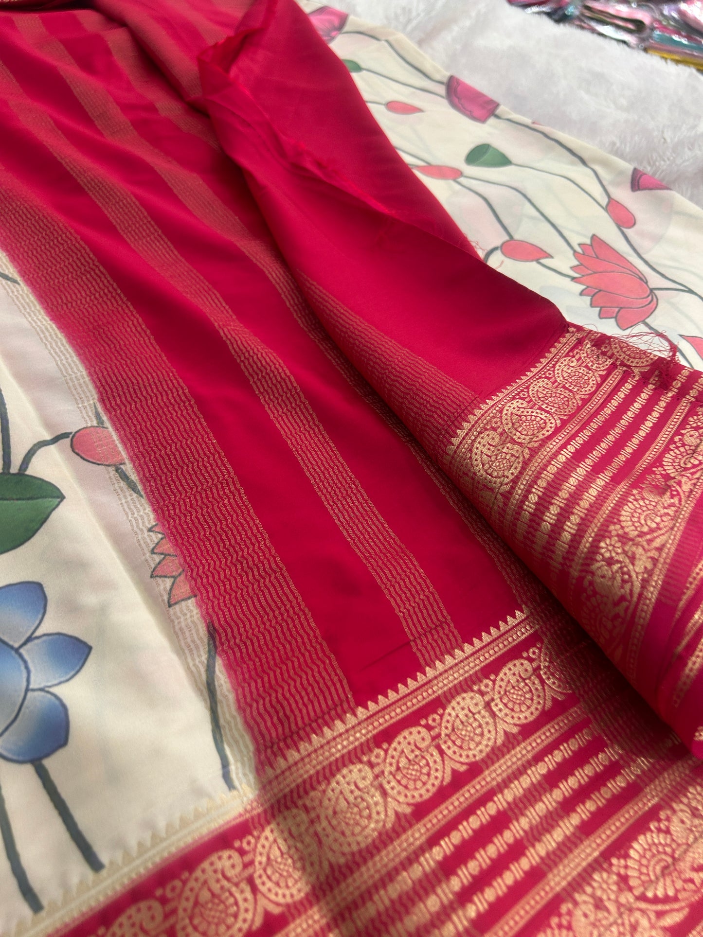 Floral Printed Semi Mysore Silk