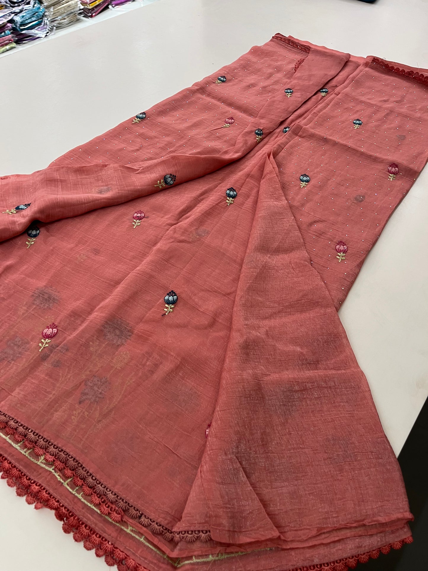 Organza Fancy Saree Embroidery