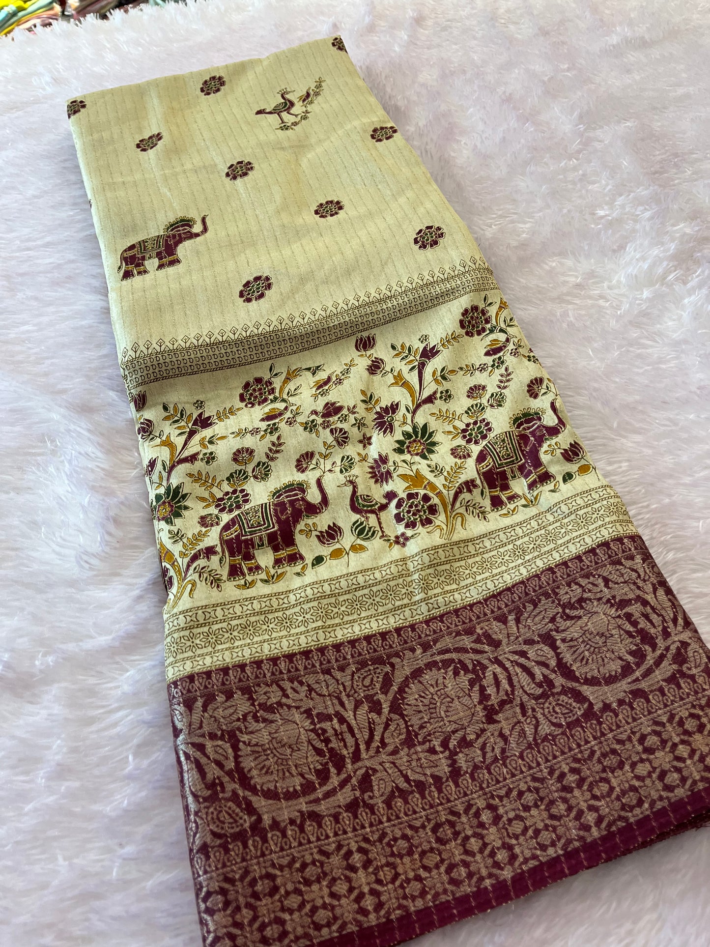 Tussar fancy saree printed