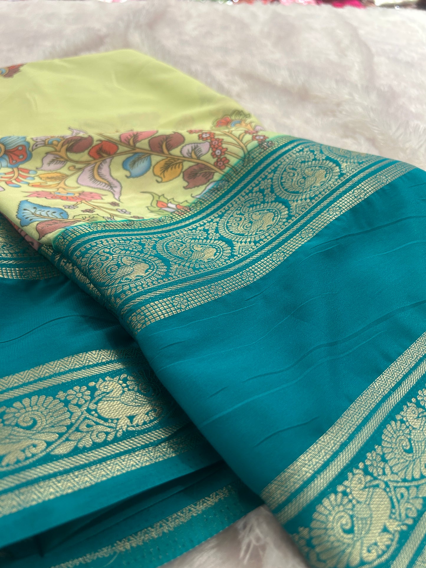 Floral Printed Semi Mysore Silk