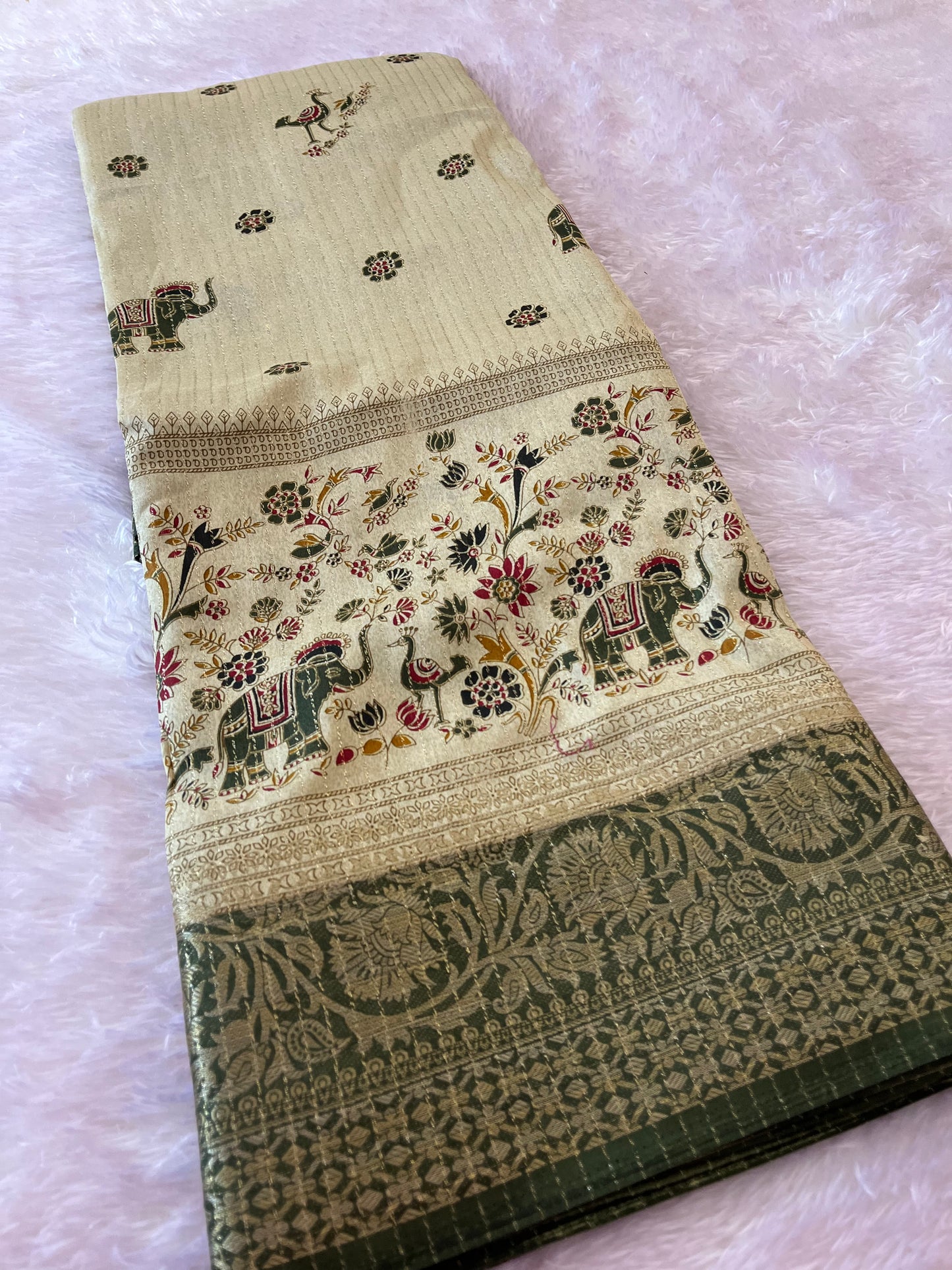 Tussar fancy saree printed