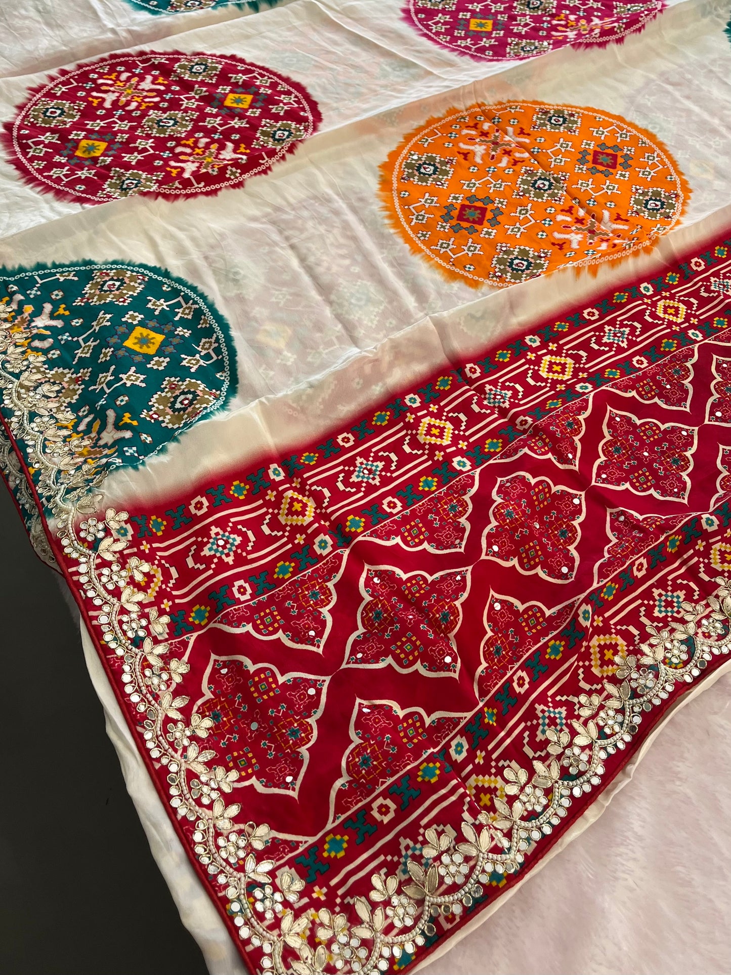 Bandhini Gota Work Gajji Silk Saree