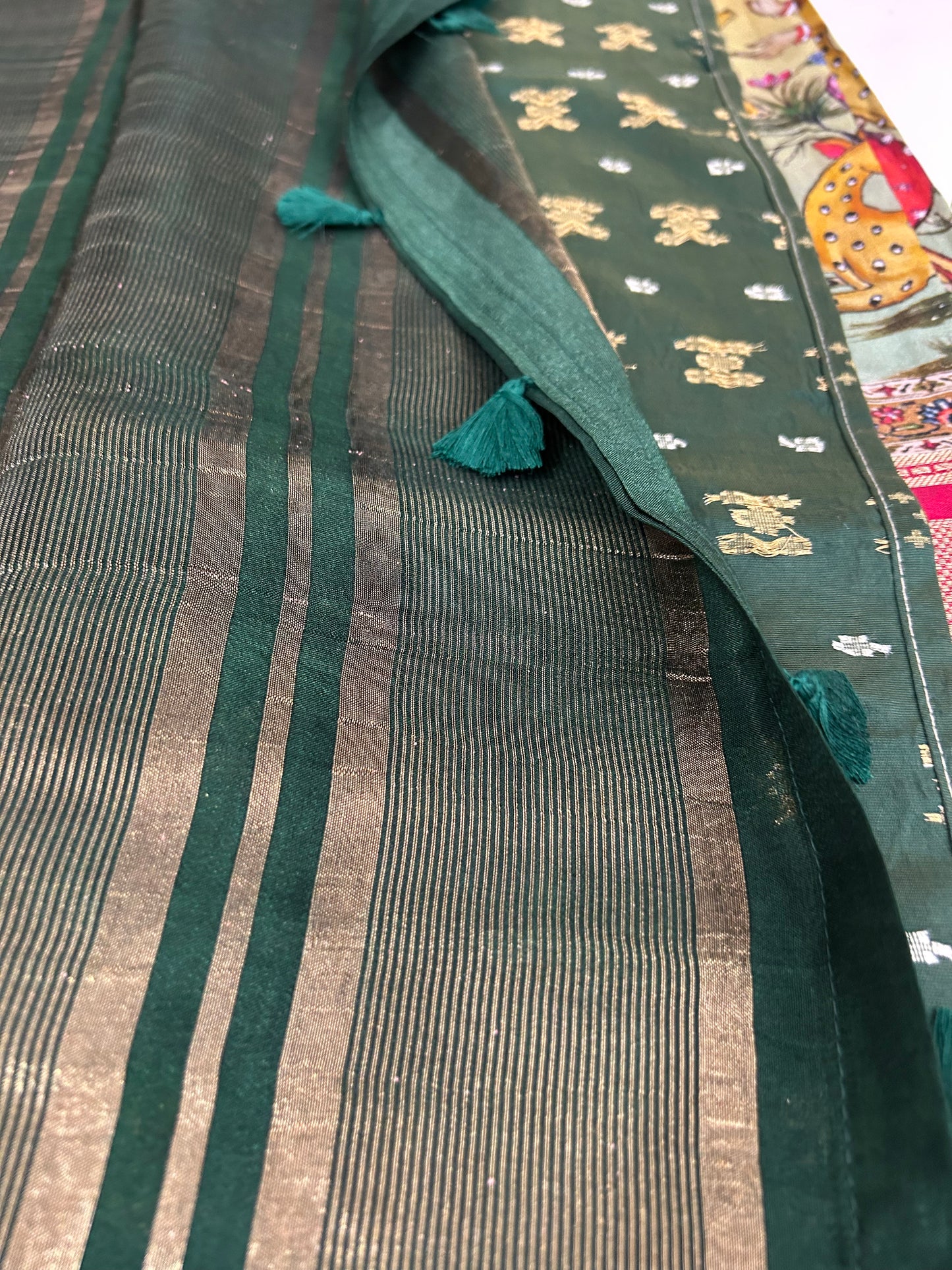 Kalamkari Printed Semi Mysore Silk Saree Pink-AP16