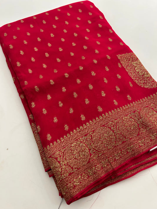 PURE VISCOSE CHIFFON SAREE-M20