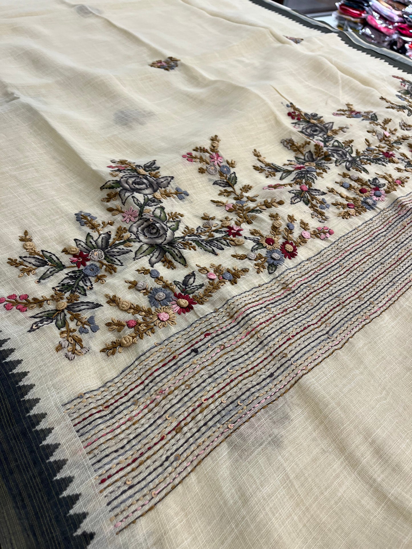 Linen designer embroidery