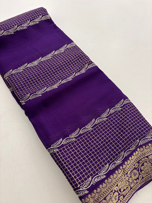 Designer soft Chinnon full embroidery