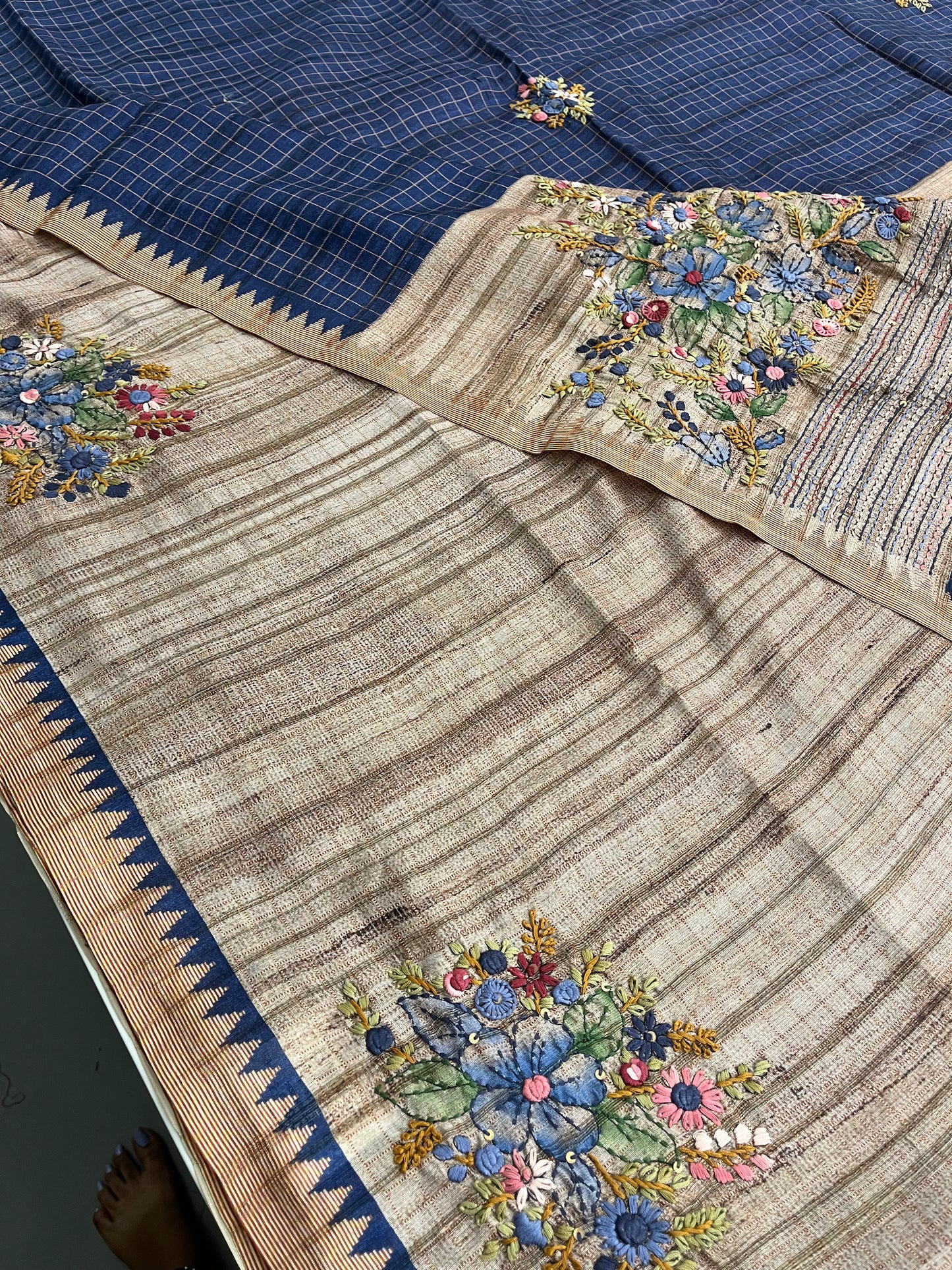 Linen Tussar designer saree