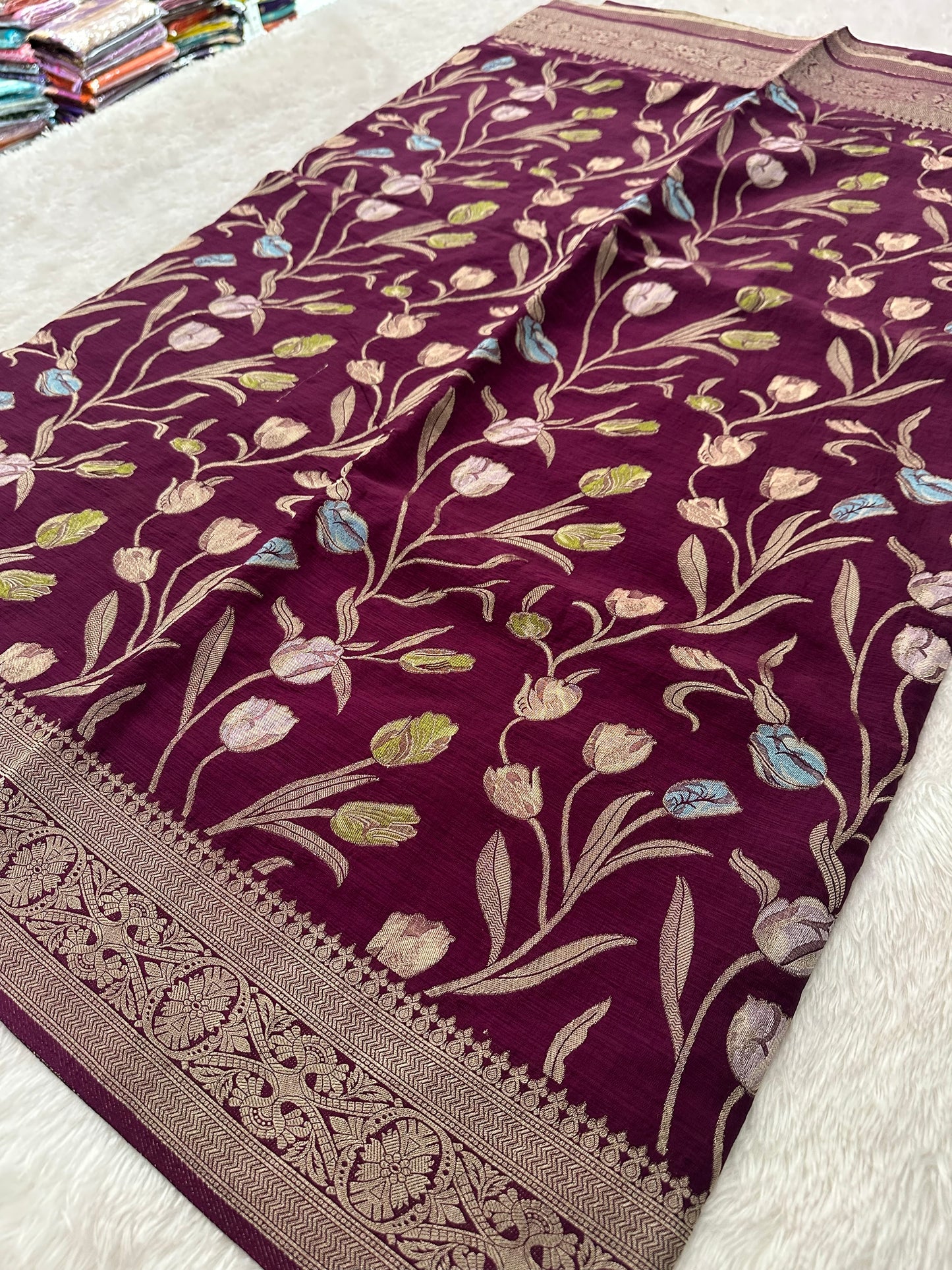 Tulips Linen Premium Saree-M13