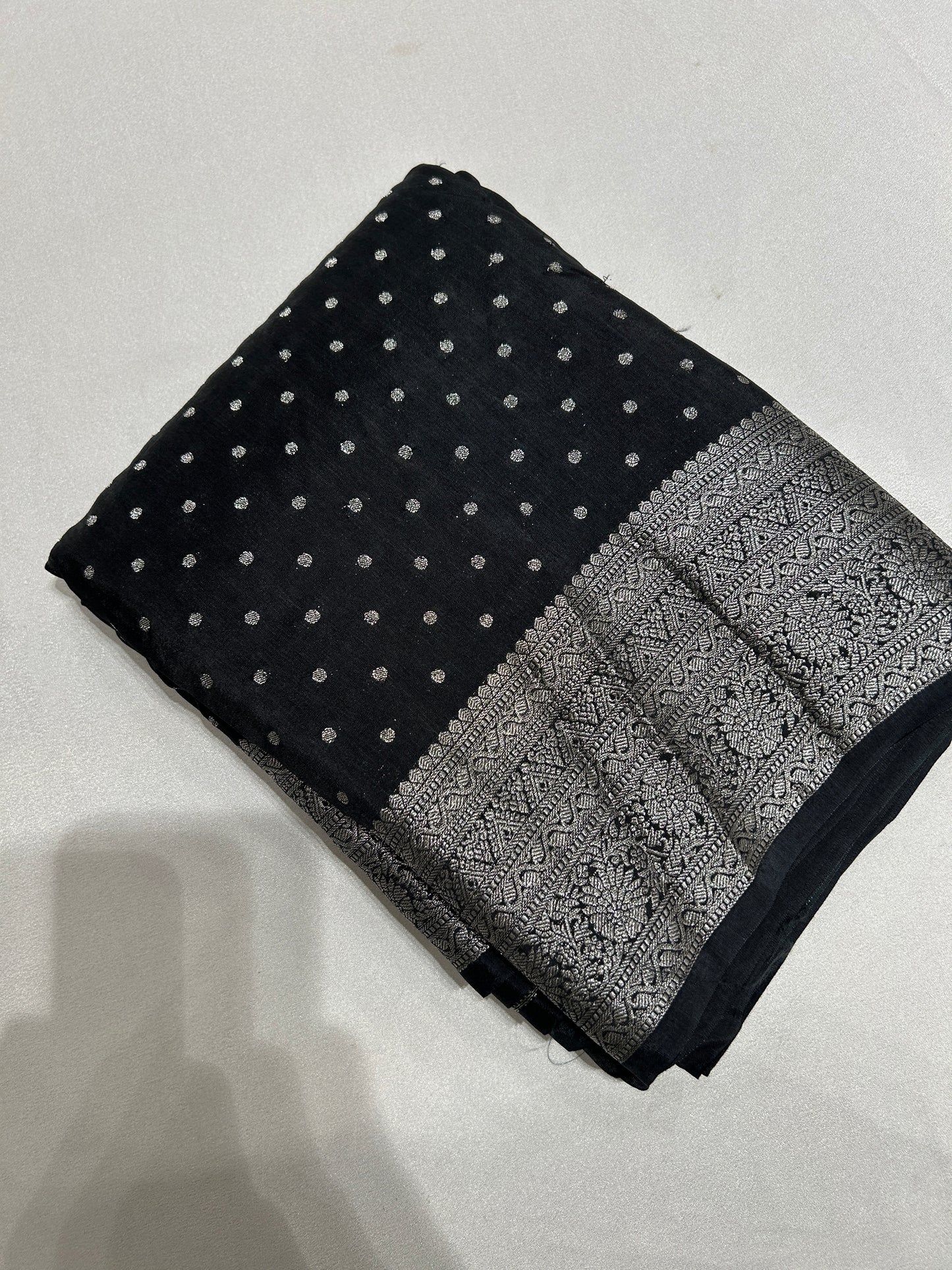 Black Silver Designer Cotton Saree