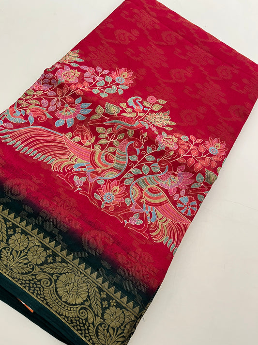 Kalamkari Linen Chiffon