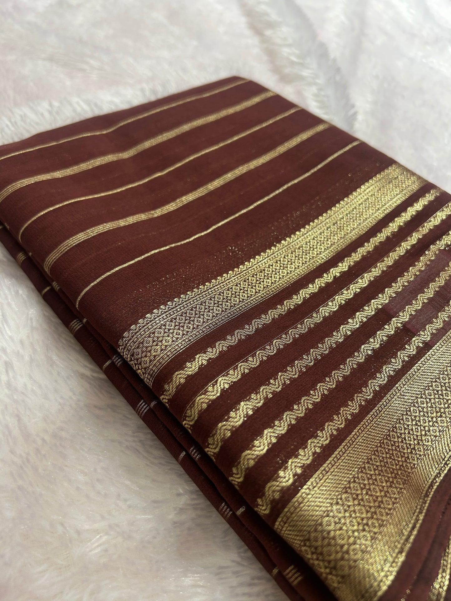 Striped All Self Semi Mysore Silk
