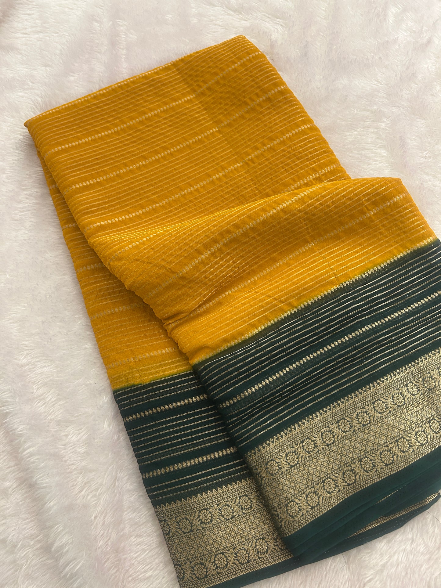 Striped Contrast Semi Mysore Silk