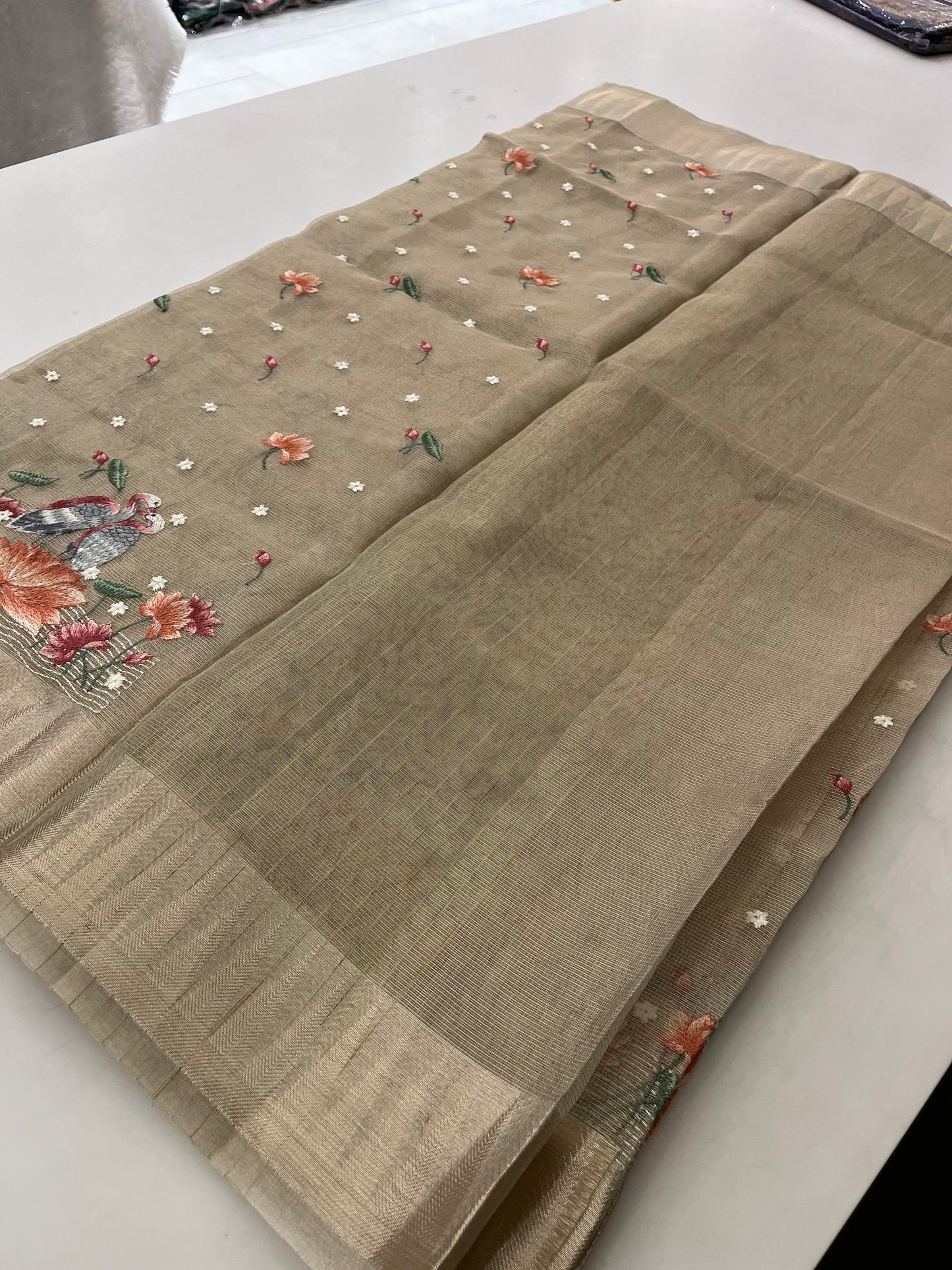 Organza Tissue With Embroidery Silk