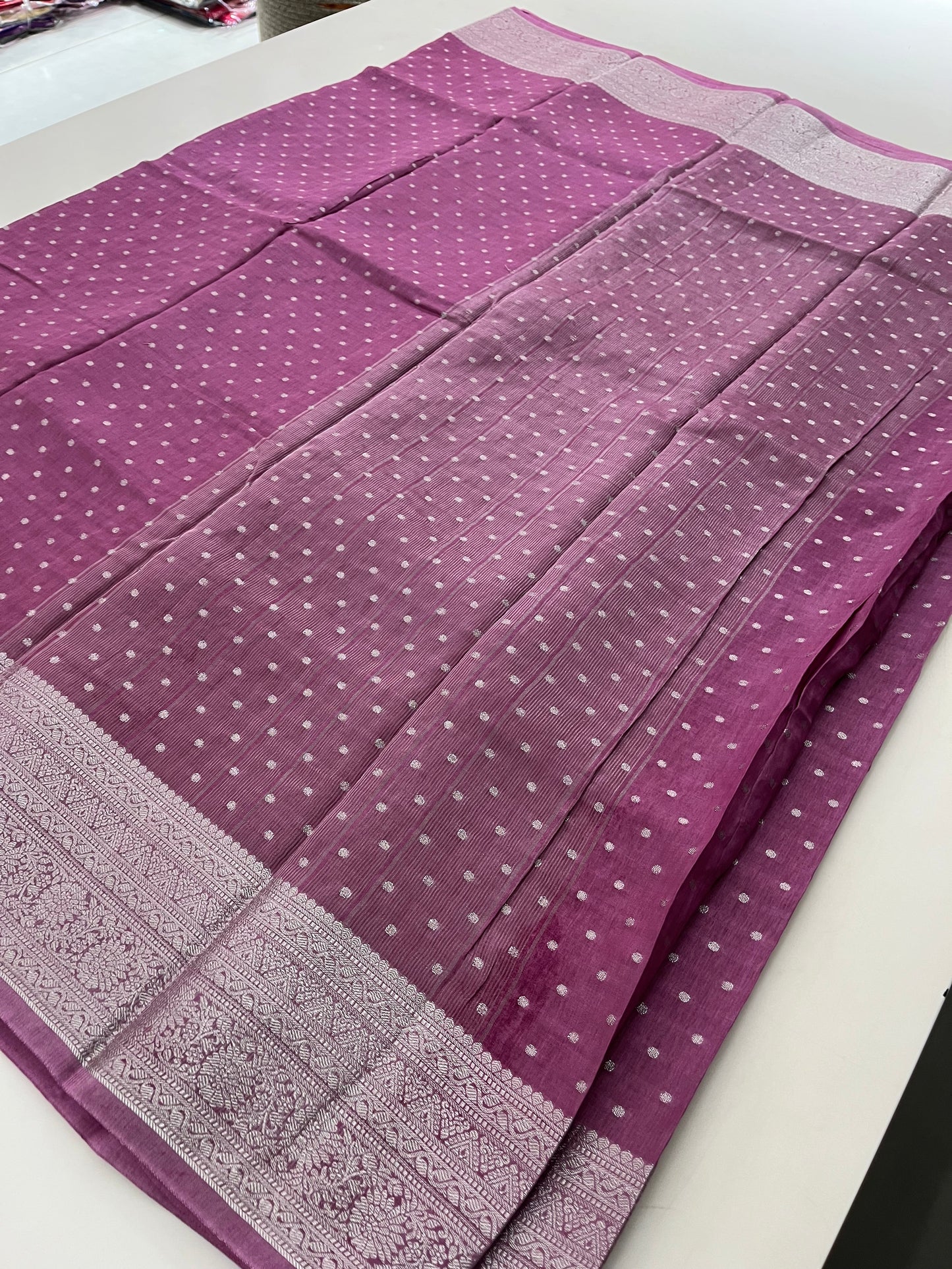 Ju9 Banarasi Crepe Silver