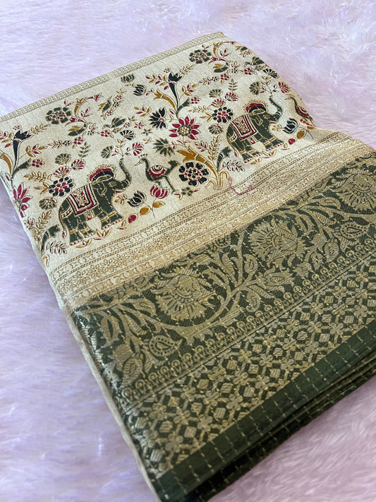 Tussar fancy saree printed