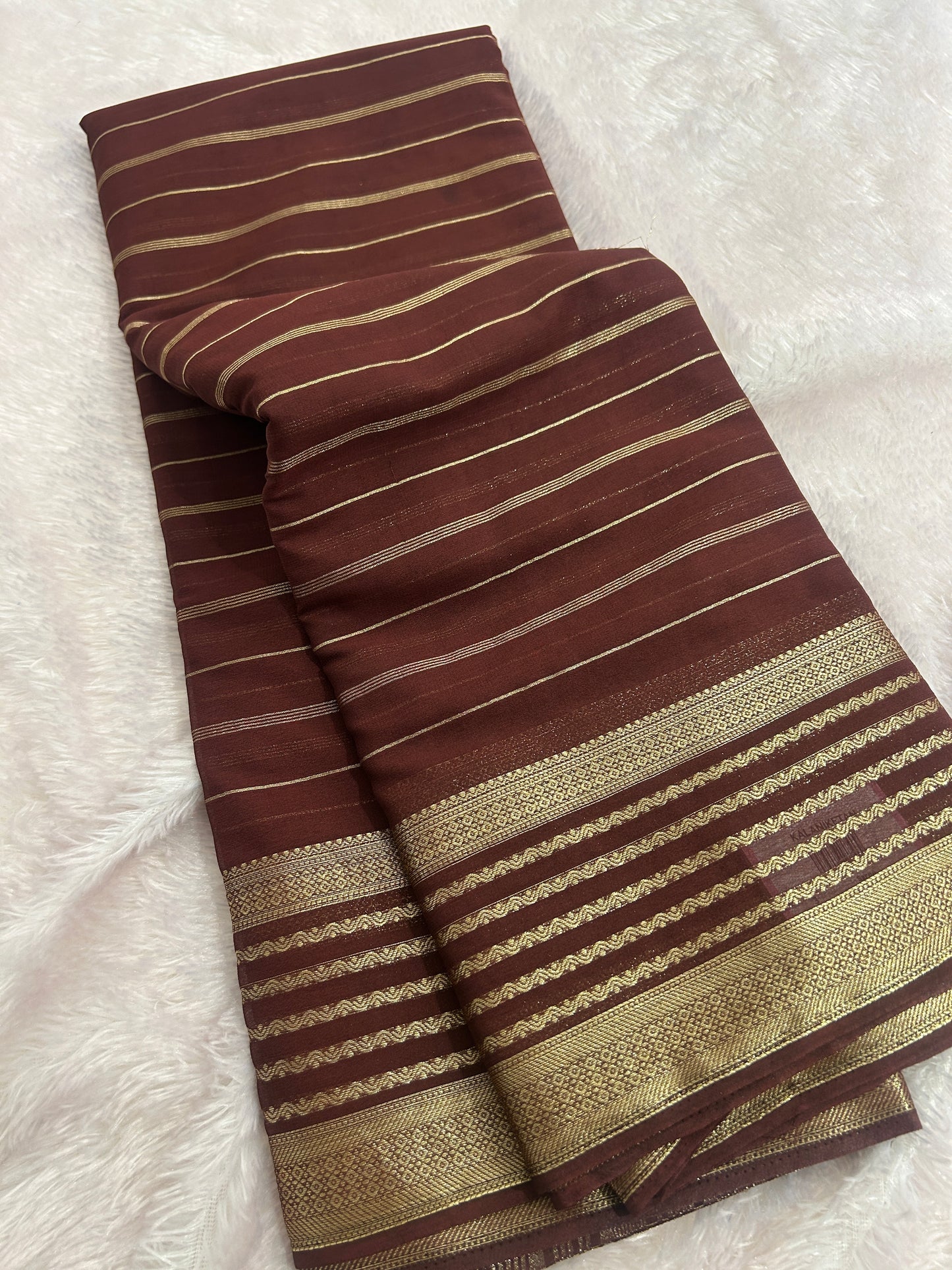Striped All Self Semi Mysore Silk